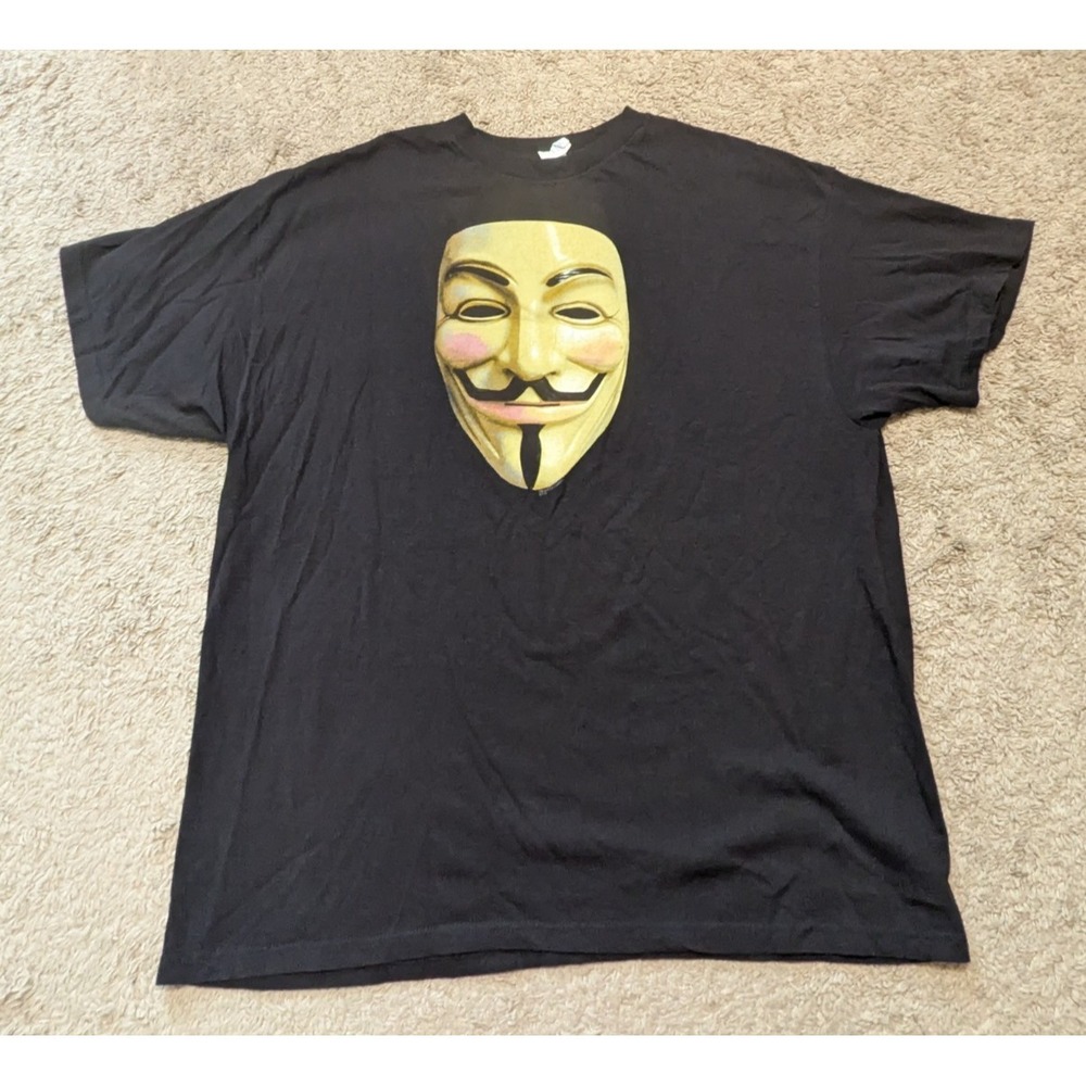 V is for Vendetta Graphic Tee Shirt Sz XL DC Comics Guy Fawkes Mask Anonymous